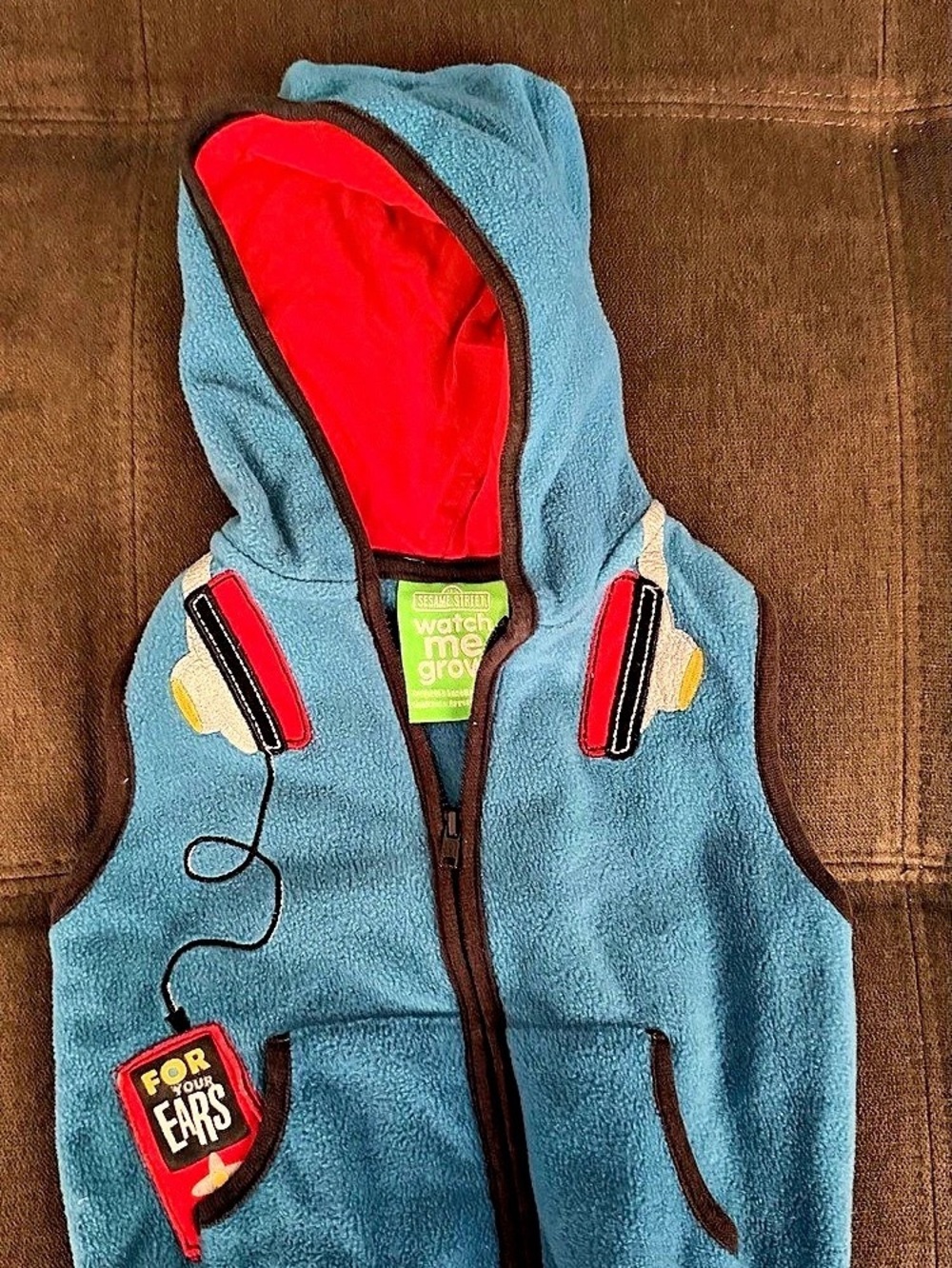 Sesame Street Watch Me Grow Blue Hooded Fleece Vest